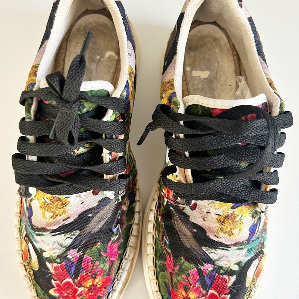 Free People Tropical Toucan Floral Espadrille Platform Jackson Sneakers‎ Size 37 - Picture 4 of 10